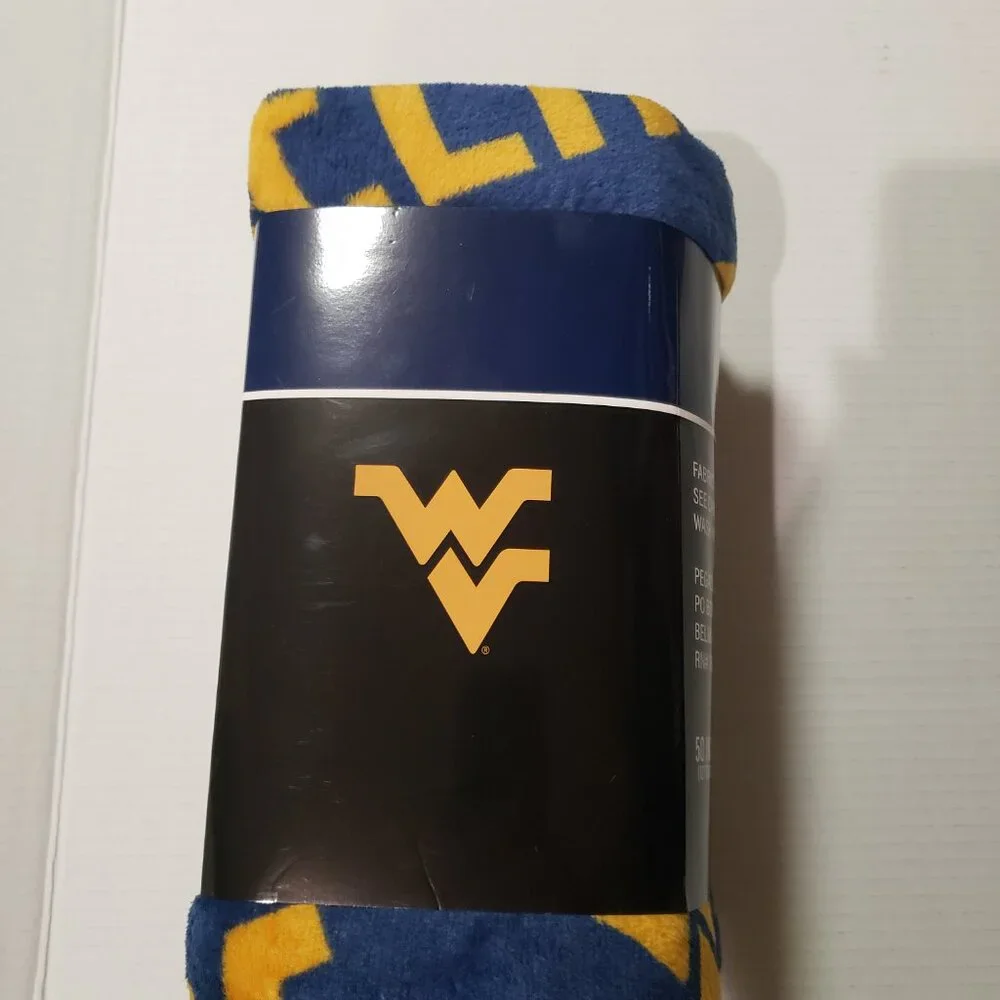 West Virginia Mountaineers WVU Plush Throw with Binding Edge Size 50